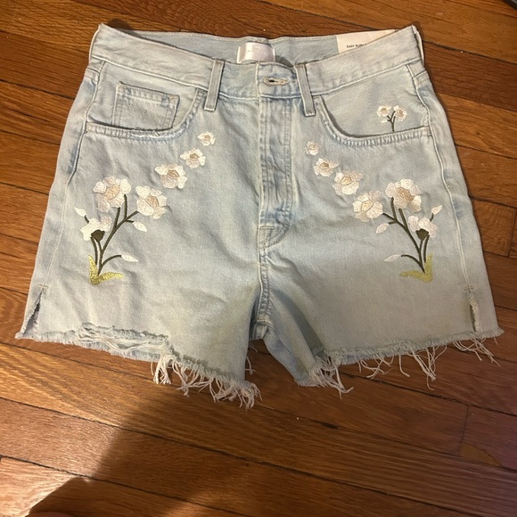 7 For All Mankind Blue Distressed Jean Shorts - Picture 2 of 10
